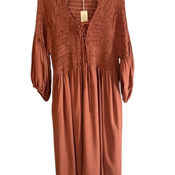 Roolee Dress New with Tags Size XL Renaissance Boho Pockets Ruched - Picture 2 of 10